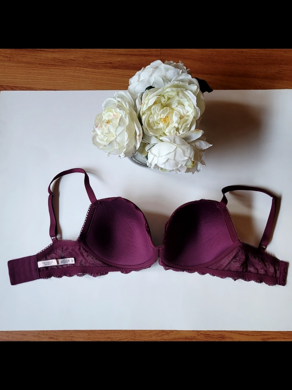 COMBO Victoria's Secret Dream Angels Lightly Lined Lace Demi Bra 34DDD Burgundy - Picture 6 of 7